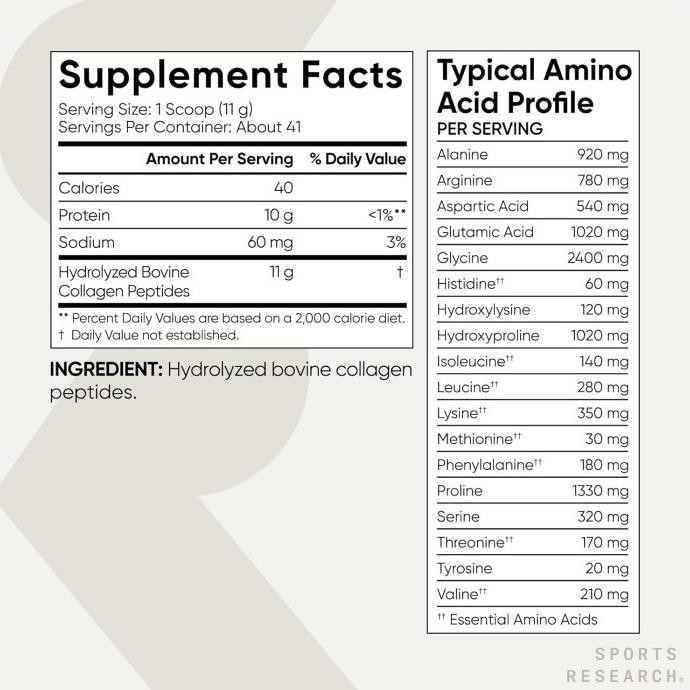 

BARU SPORTS RESEARCH COLLAGEN PEPTIDES POWDER HYDROLYZED UNFLAVORED 454G