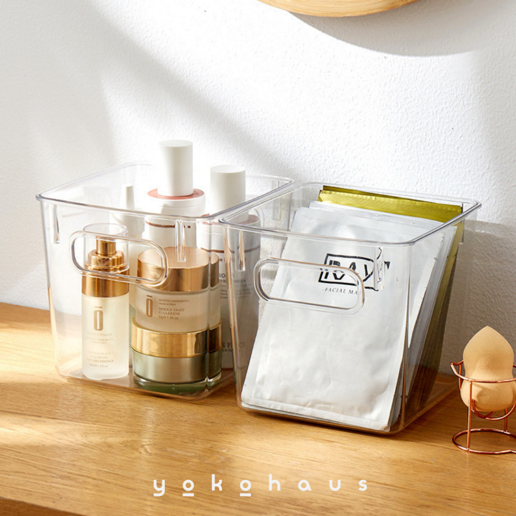 KYU Box Organizer Buku Aesthetic Wadah Acrylic Botol Kecap Transparan Penyimpanan Camilan