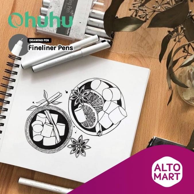 

Produk Baru!! OHUHU Fineliner Drawing Pen 8 Set Pena Gambar Pulpen 0.5 0.1 0.2 1.0
