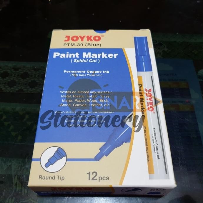 

Spidol paint marker blue ptm39 joyko 1pak isi 12pc Termurah