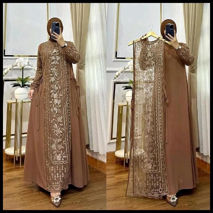 Harga Promo Rayrastorebandung Wilona Dress Gamis Pesta Kondangan Wanita Muslim Mewah Elegant Bahan C
