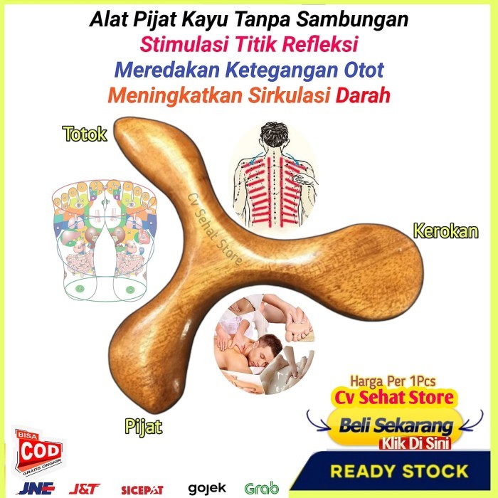 TERBATAS Alat Pijat Terapi Kayu Refleksi Telapak Kaki Tangan Punggung Segitiga