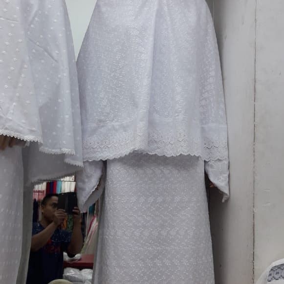 Murah Baju ihrom wanita-baju ihrom gamis dan bergo-gamis putih M-L-XL-XXL Non COD