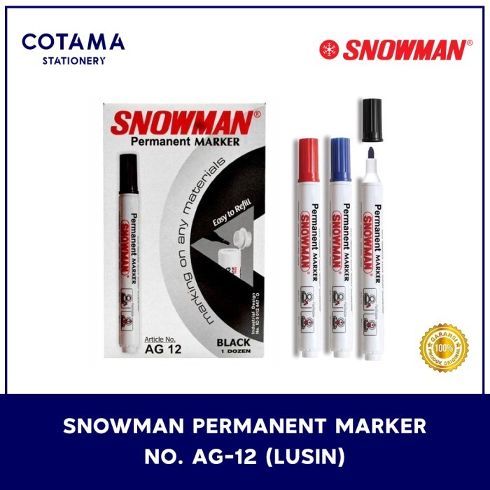 

Spidol Snowman Permanent Marker AG 12 / G 12 - 1 lusin isi 12 pcs