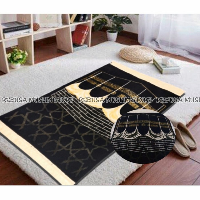 SAJADAH TURKI KISWAH HITAM TEBAL PREMIUM