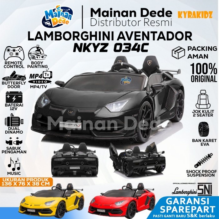 Mainan Mobil Aki Anak Lamborghini Aventador SVJ NKYZ 034C Licensed