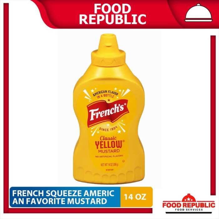 

FRENCH SQUEEZE AMERICAN FAVORITE MUSTARD 14 OZ - YELLOW MUSTARD HALAL