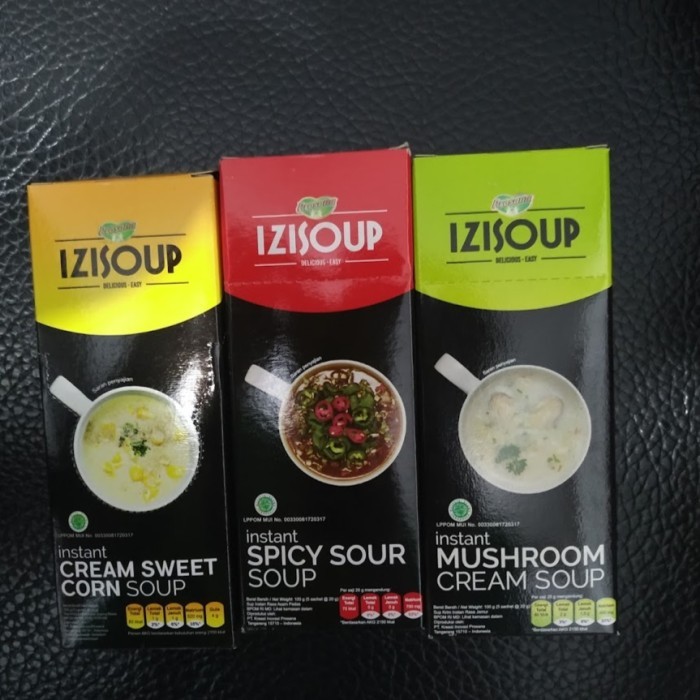 

HOT SALE! IZISOUP Instant Mushroom Cream Spicy Sour Soup Box isi 5 sachet