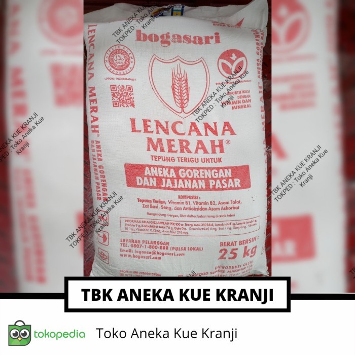 

lencana merah tepung terigu 25 kg bogasari 1 bal