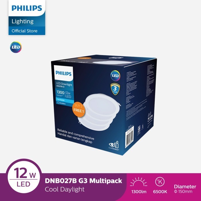 Philips Downlight Multipack DN027B G3 D150 12W 65K Putih Isi 4