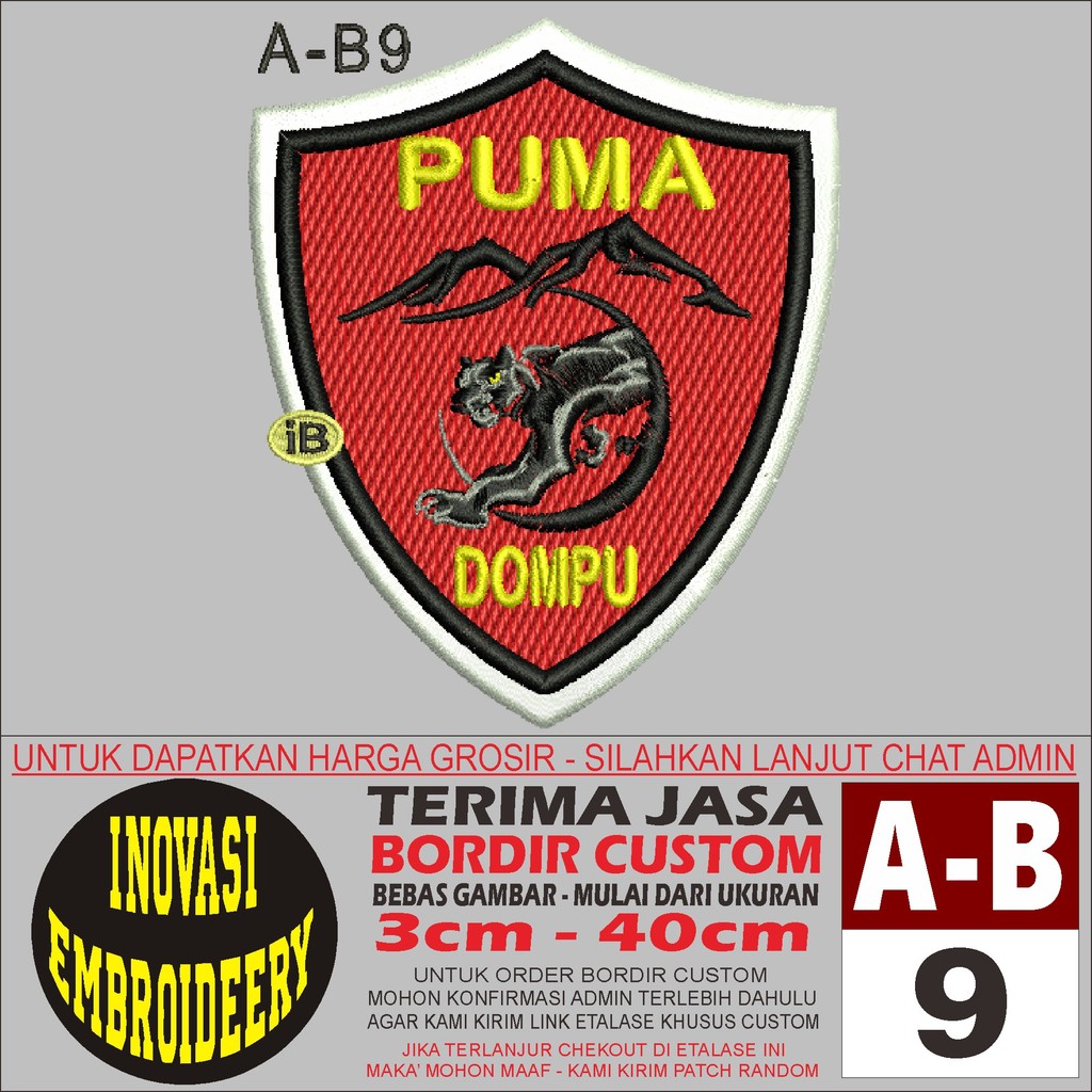 PATCH BORDIR A-B 9 LOGO PUMA - INOVASI EMBROIDERY TESTIMONI