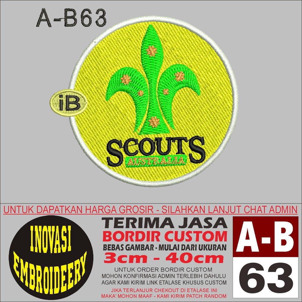 PATCH BORDIR A-B 63 LOGO SCOUT - INOVASI EMBROIDERY TESTIMONI