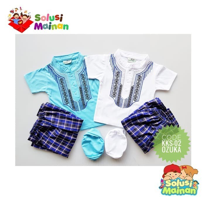 Sarung Instan Koko Free Peci Baju Anak Bayi Muslim Besar 1-2 Tahun