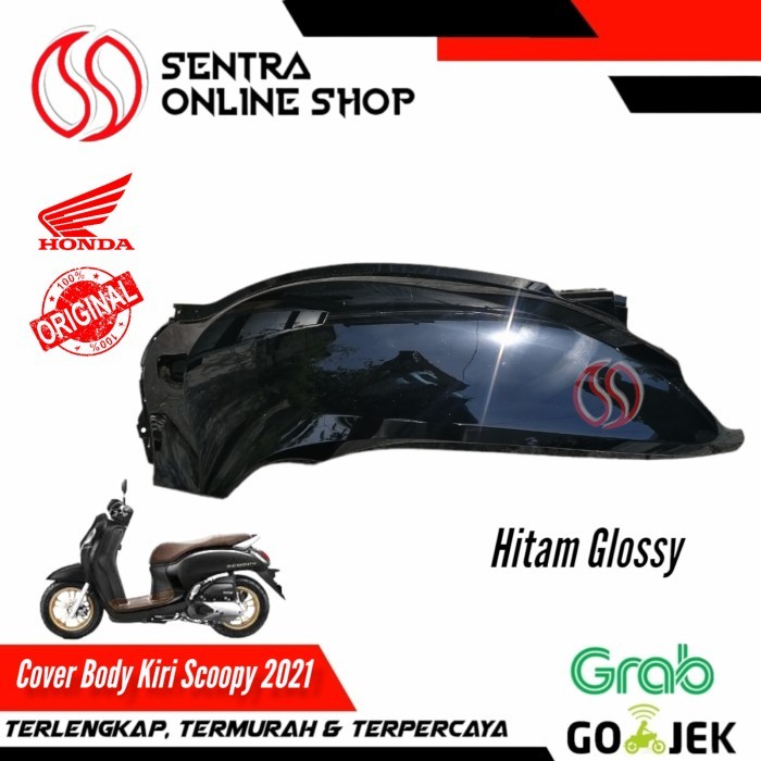 Cover Body Bodi Kiri Scoopy New Prestige 2021 Hitam Glossy Original Barang Langka