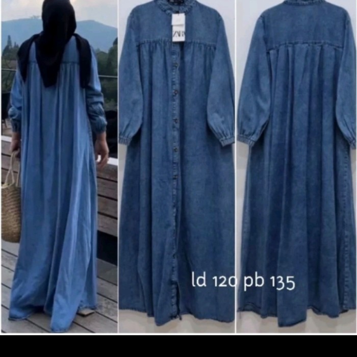 Murah Gamis Jeans Zr Semi Abaya//Abaya Jeans
