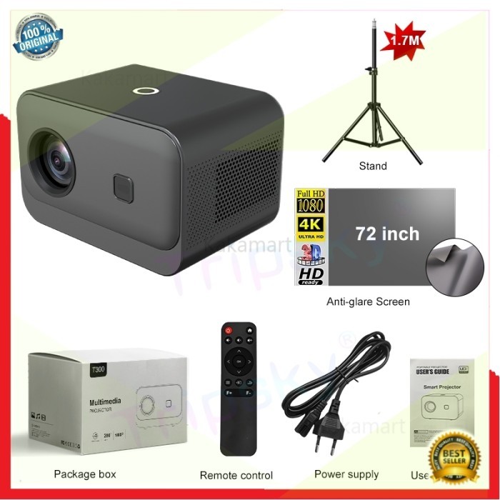 BISA GOSEND Tripsky Proyektor T300 Airplay Same Screen 250 ANSI Projector Smart Ho