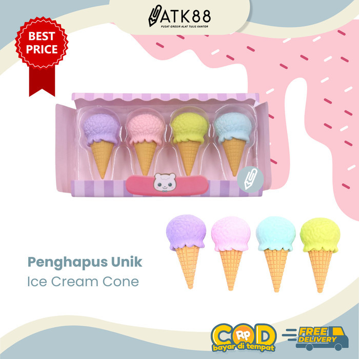 

Penghapus Lucu Bentuk Ice Cream Eraser Cute Set Isi 4 Pcs Kado Unik