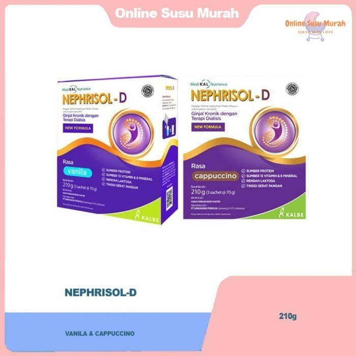 

TERLARIS TERLARIS TERLARIS NEPHRISOL - D VANILA CAPUCINNO 210 GR NEPHRISOL-D 210GR MURAH!!! MURAH