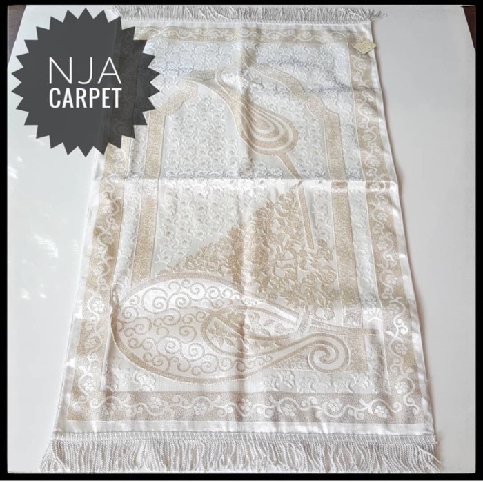 Sajadah Aydin Simli Putih Benang Gold Kanvas