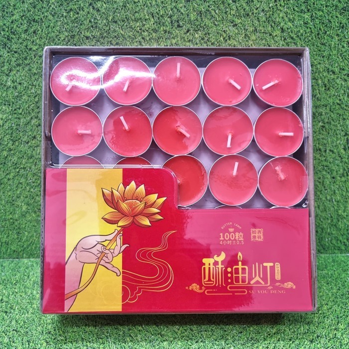 LILIN BULAT GEPENG KECIL ISI 100 / KOTAK MERAH DAN KUNING