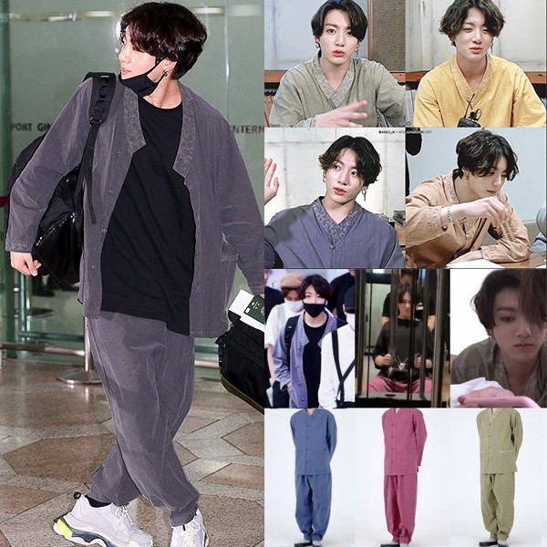 [Produk Asli dari Korea BTS Fashion / Gaya Jungkook V] kain tipis zijangsa Hanbok pakaian tradisiona