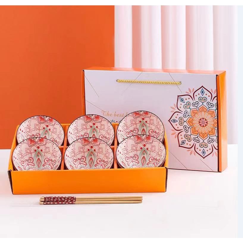 Grosir Souvernir mangkok set 6 mangkok keramik cantik