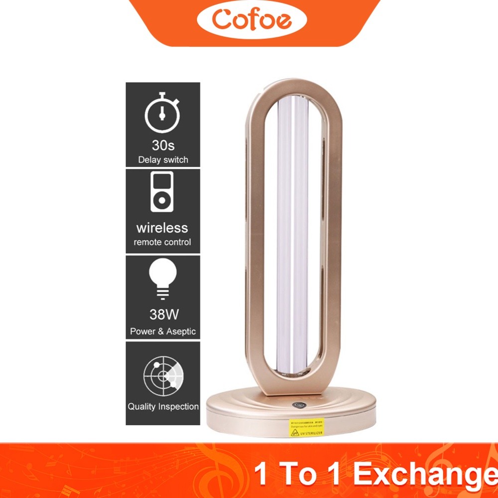 Lampu Disinfeksi Ultraviolet Cofoe 38W UV Tanpa Ozon Sterilisasi Lampu Pembasmi Tungau Ultraviolet P