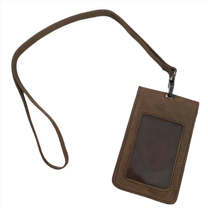 

Sale Double Flip Id Card Holder Magnet Kulit Sapi Asli Name Tag Lanyard