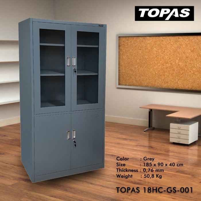 

Sale Lemari Kantor Besi Penyimpanan Pintu Kaca Ayun Atas / Panel Ayun Bawah