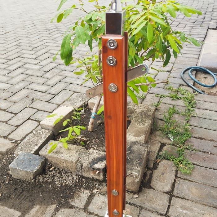 TIANG RAILING TANGGA KACA MINIMALIS STAINLESS