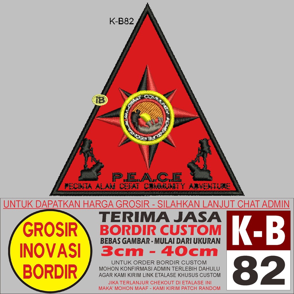 PATCH BORDIR LOGO K-B82 PEACE PECINTA ALAM CEFAT COMMUNITY ABVENTURE - GIB REVIEW/TESTIMONI