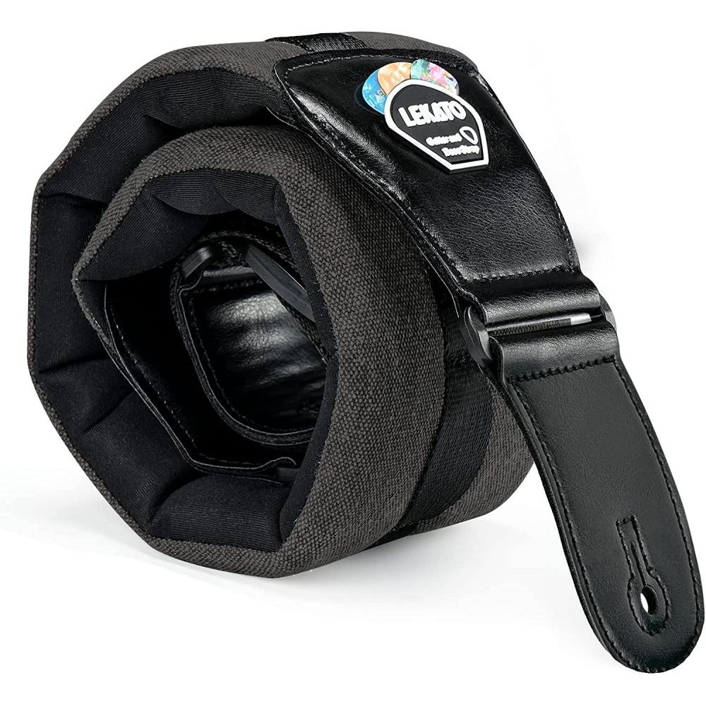 Adjustable Guitar Guitar Strap Leather Thickened Foam Bass Strap Padded Bass Guitar Straps for Bass 