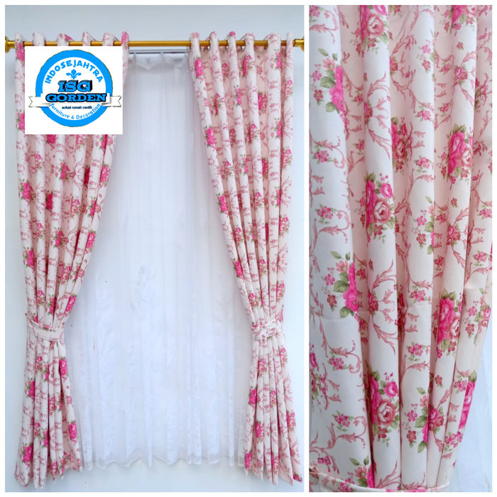 Gorden/Hordeng Blackout Shabby Chic Pink Tirai Jendela Pintu Minimalis