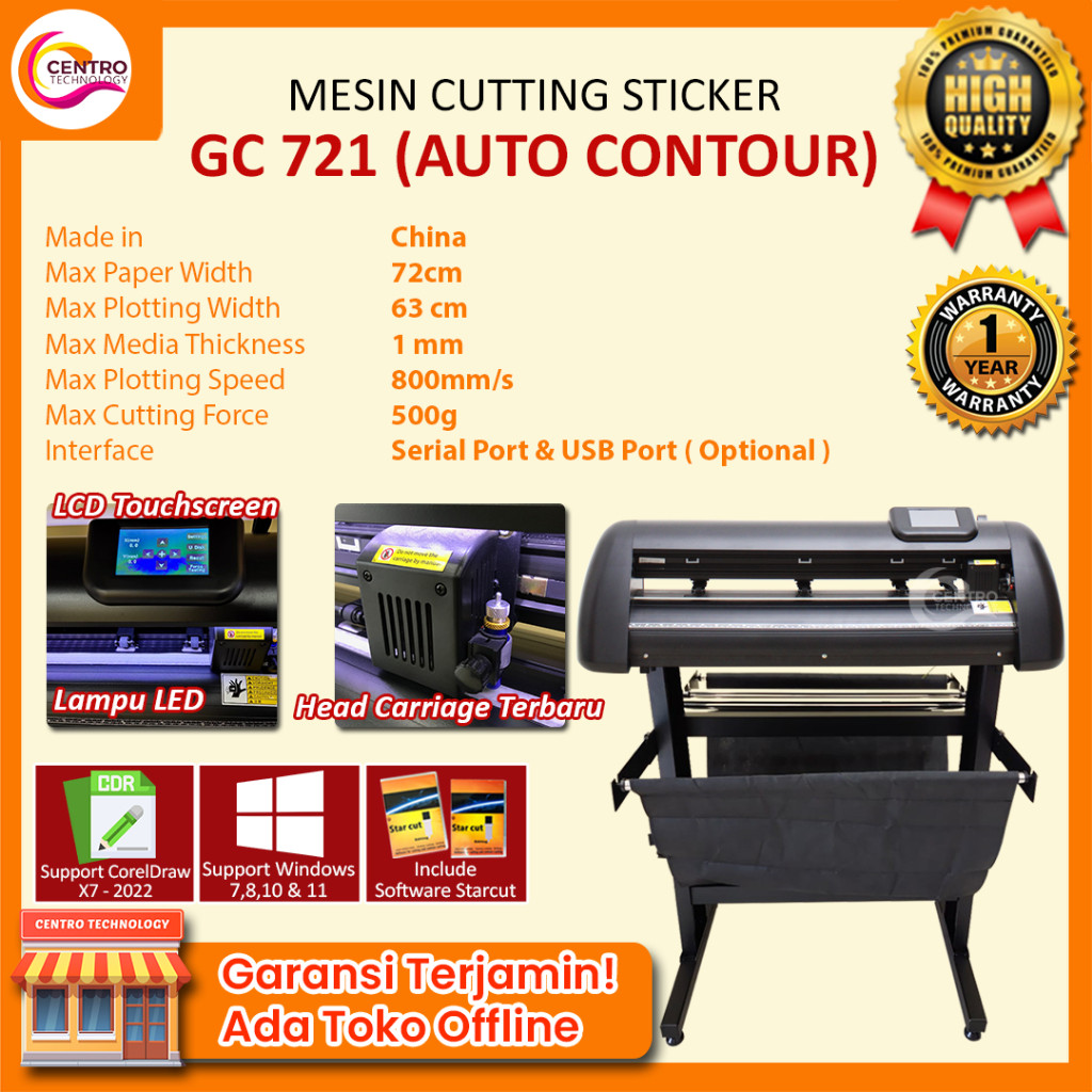 Mesin Cutting Sticker JINKA GC 721 - JINKA GC PRO LED 721 CAM TOUCH SCREEN (60 CM) Auto Contour Cut