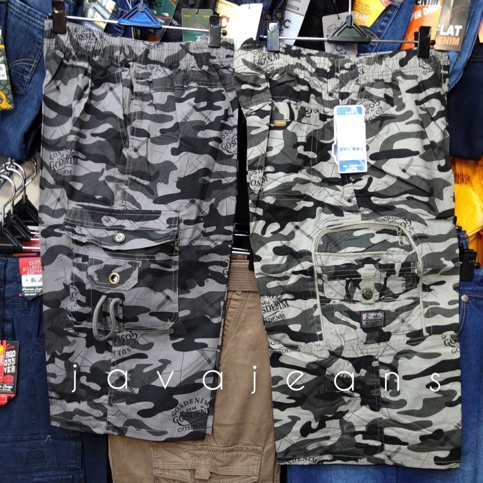 CELANA pendek pria 7/8 army (loreng) cargo , import. size 4XL,5XL,6XL