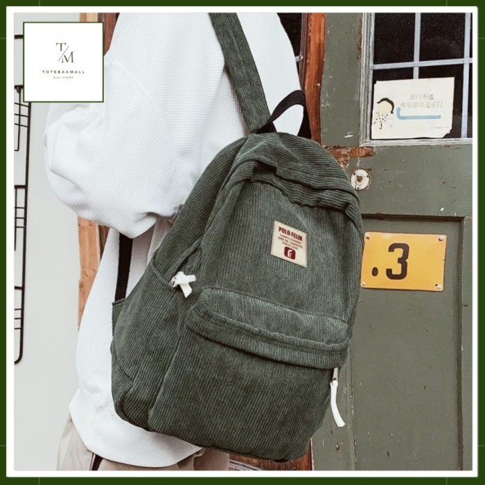 

TERLARIS [MURAH BANGET] RANSEL BAGPACK BAHAN CORDUROY UNISEX WANITA PRIA WATERPROOF TAS ANAK SMP SMA