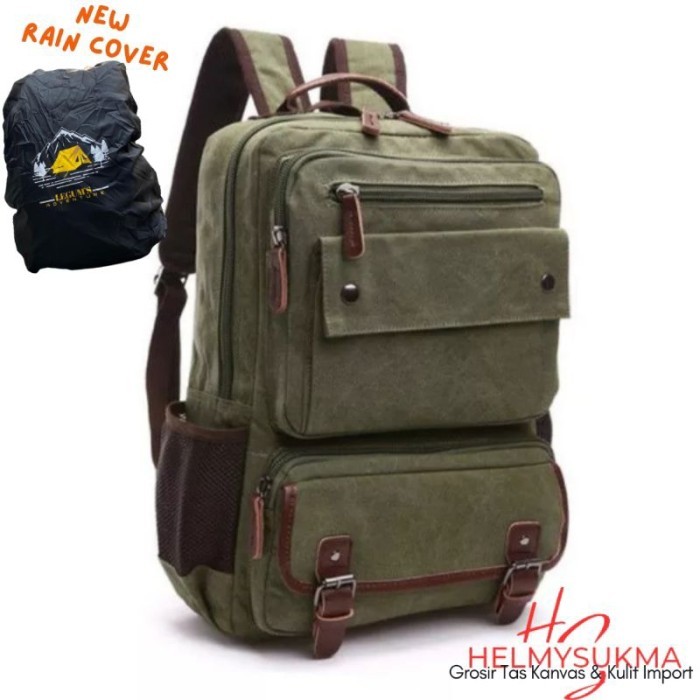 

TERLARIS TAS RANSEL PRIA WANITA KANVAS IMPORT LEGUM'S 8676 (NEW+RAIN COVER) MURAH!!! MURAH