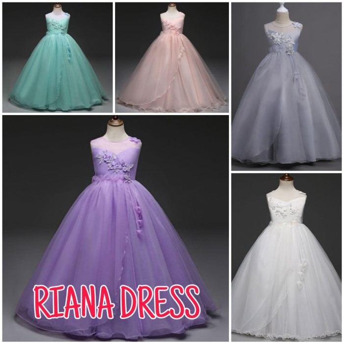 Riana Dress Pesta Longdress Gaun Panjang Anak Flower Girl Impor Tutu