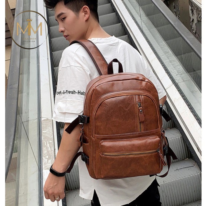 

TERLARIS [MAX-MOR] M162 TAS RANSEL PRIA KULIT RANSEL LAPTOP PRIA BACKPACK KULIT PRIA WARNA COFFEE -