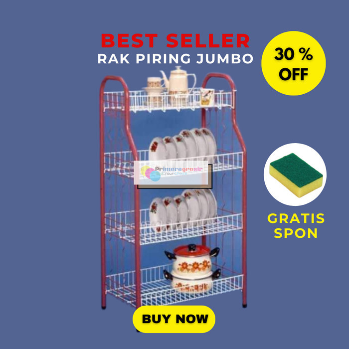 Rak Piring Wastafel Stainless 4 Susun Jumbo / Rak Dapur Serbaguna