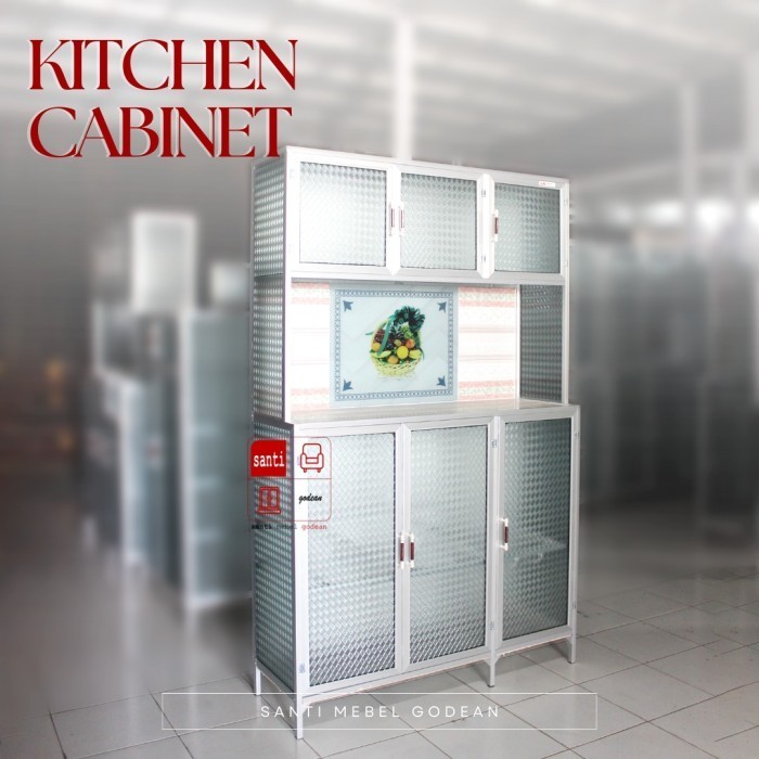 Lemari Dapur Rak Piring Aluminium 3 Pintu Mdr Silver Abklur Tebal