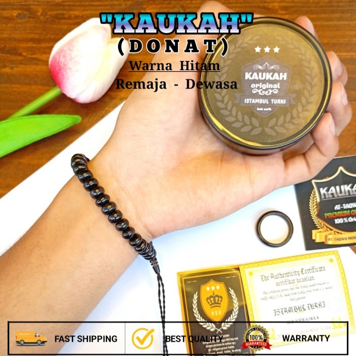 READY GELANG TASBIH KAUKAH 33 BUTIR SERTIFIKAT KEASLIAN KOKKA KOKA HITAM