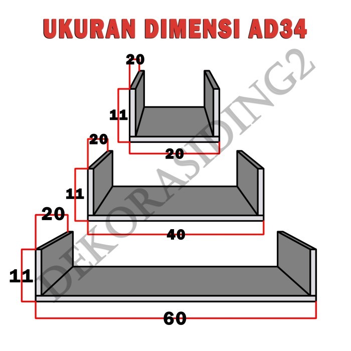 RAK AMBALAN DINDING MINIMALIS 1SET - AD34 / AMBALAN BUKU / RAK BUKU