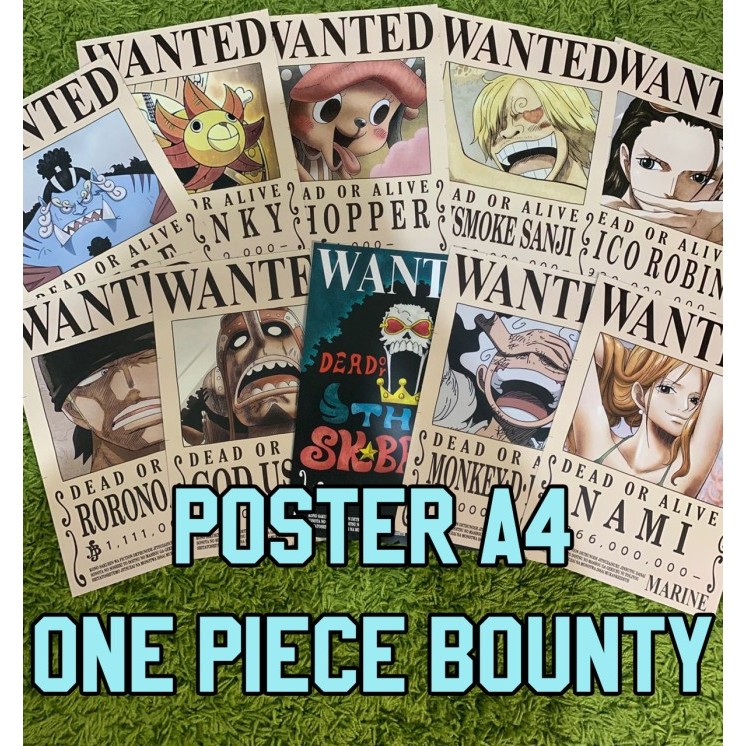 Poster Anime One Piece Bounty Wanted Set
