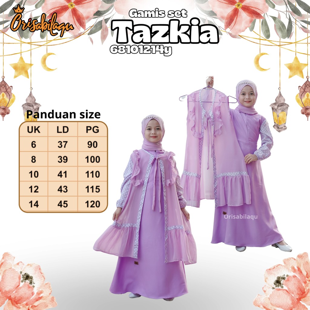 Tazkia Gamis set anak 3 in 1, Gamis + Outher + Pasmina by Orisabilaqu