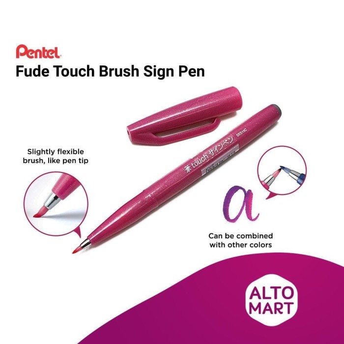 

Pentel Fude Touch Brush Sign Pen Spidol Kaligrafi warna marker