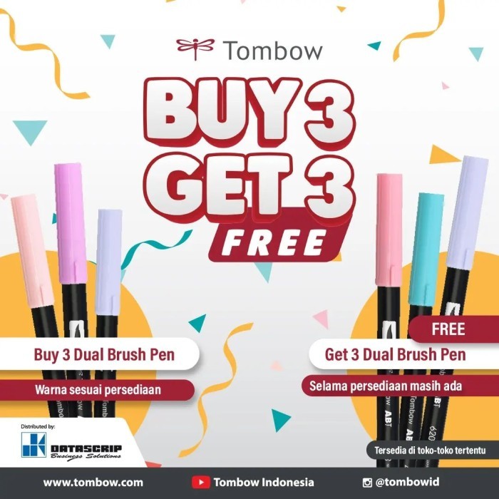 

ABT TOMBOW BUY 3 GET 3 ABT DUAL BRUSH PEN ( BONUS RANDOM )
