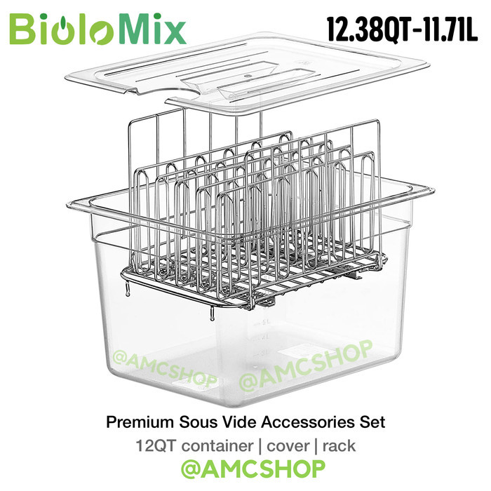 BIOLOMIX SOUS VIDE ACCESSORIES , CONTAINER + COVER + RACK 11 LITRES