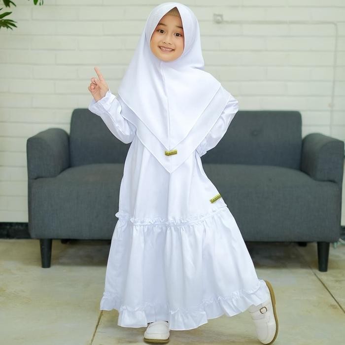 HALWA DRESS GAMIS PUTIH MANASIK HAJI ANAK TERBARU BAJU MUSLIM REMAJA PUTIH ANAK 2-14 TAHUN FREE