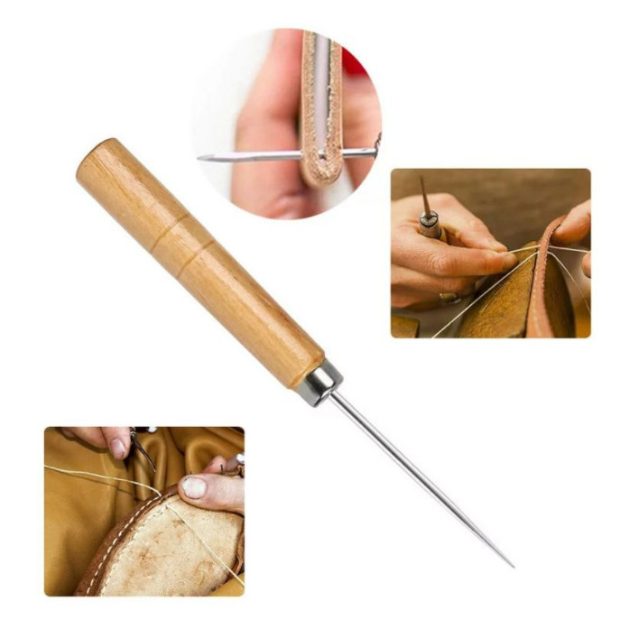 

TERBARU! Stainless Wood Plastic Tusukan Leather Craft Sewing Tool Stitching Awl